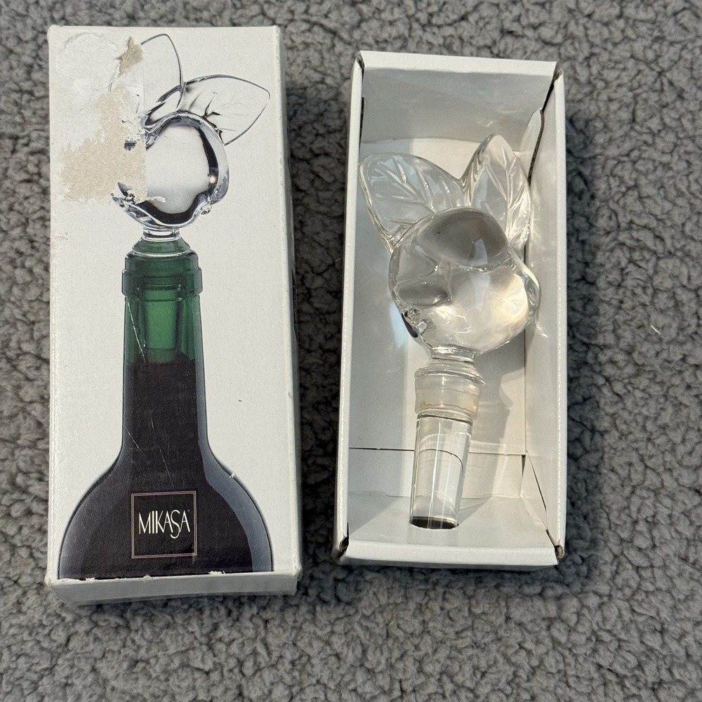 Mikasa Apple Orchard Full Lead Glass Bottle Stopper Original Box Vtg Collectible